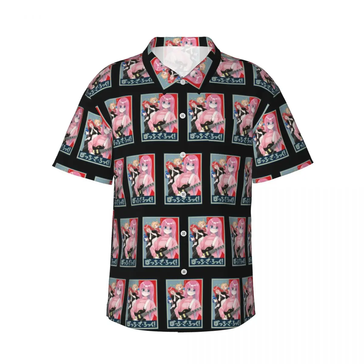 

Забавные мужские рубашки The Rock Chronicles Bocchi Legacy, гавайская рубашка с коротким рукавом, забавные топы с лацканами для летнего пляжа