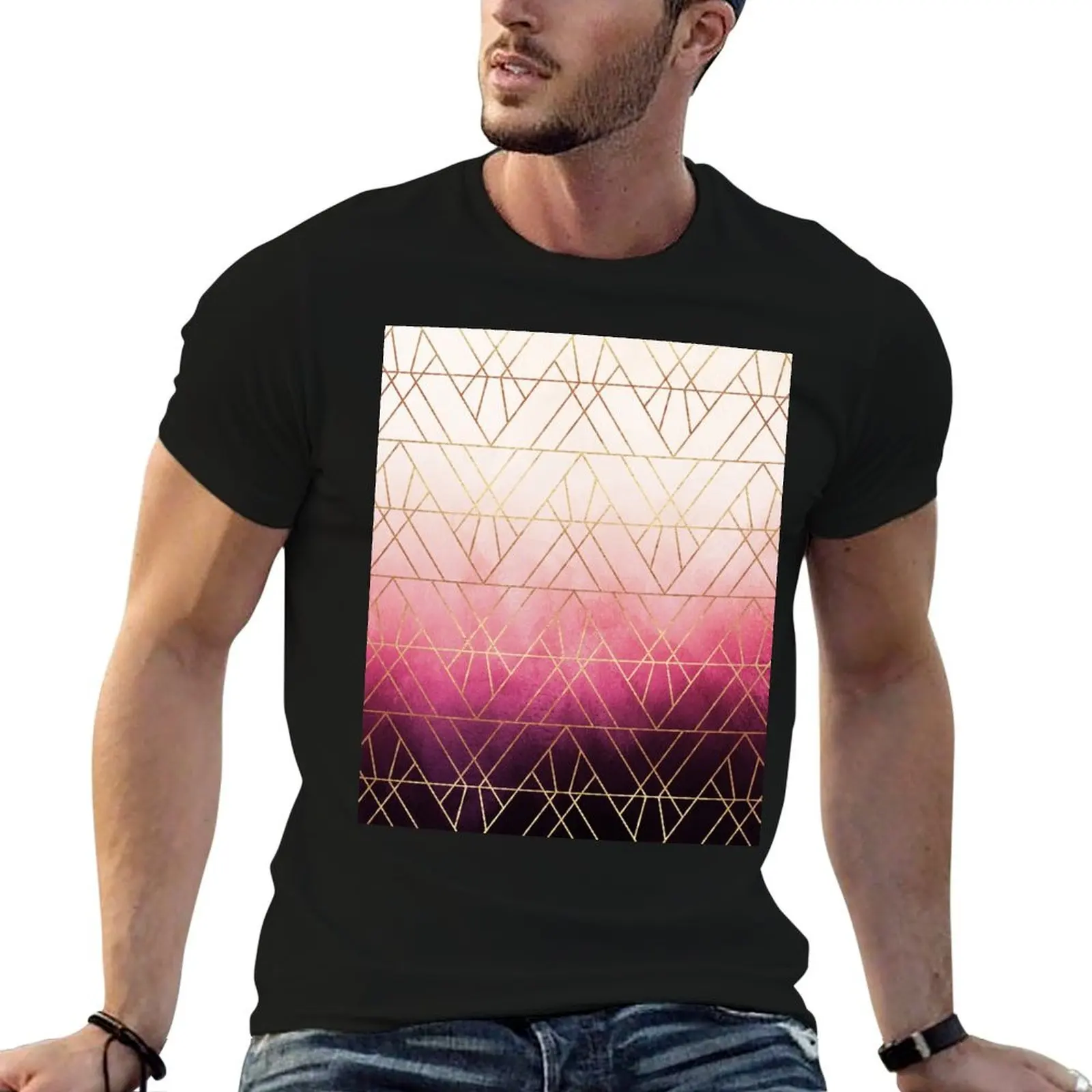 

Pink Ombre Triangles T-Shirt new edition plain Men's t shirts
