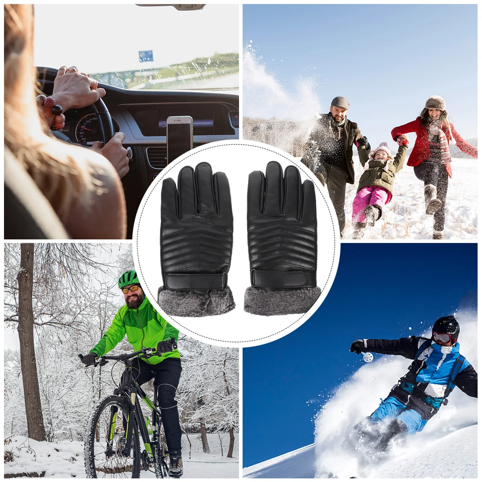

1pcs 1 Pair Winter Cycling Thickened Winter Warm Windproof Cycling Gloves For Men Women Outdoor Touch Screen Gloves Use