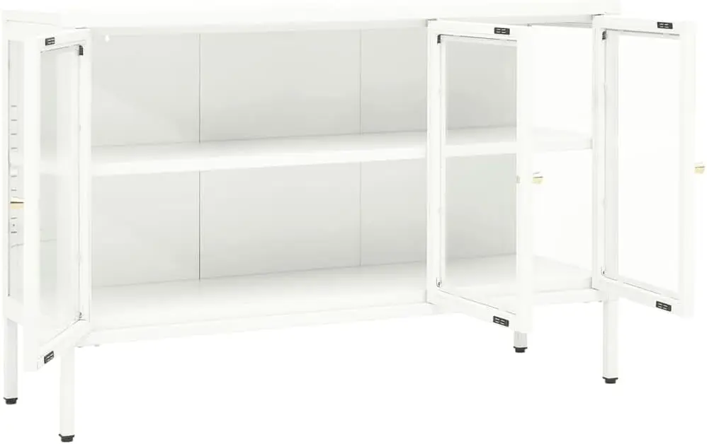 Armoires de Rangement pour Vin, Tables Console Décoratives, Buffet Blanc, Acier et Verre, Convient, 41.3 Pouces, X13.8 Pouces, X27.6 Pouces