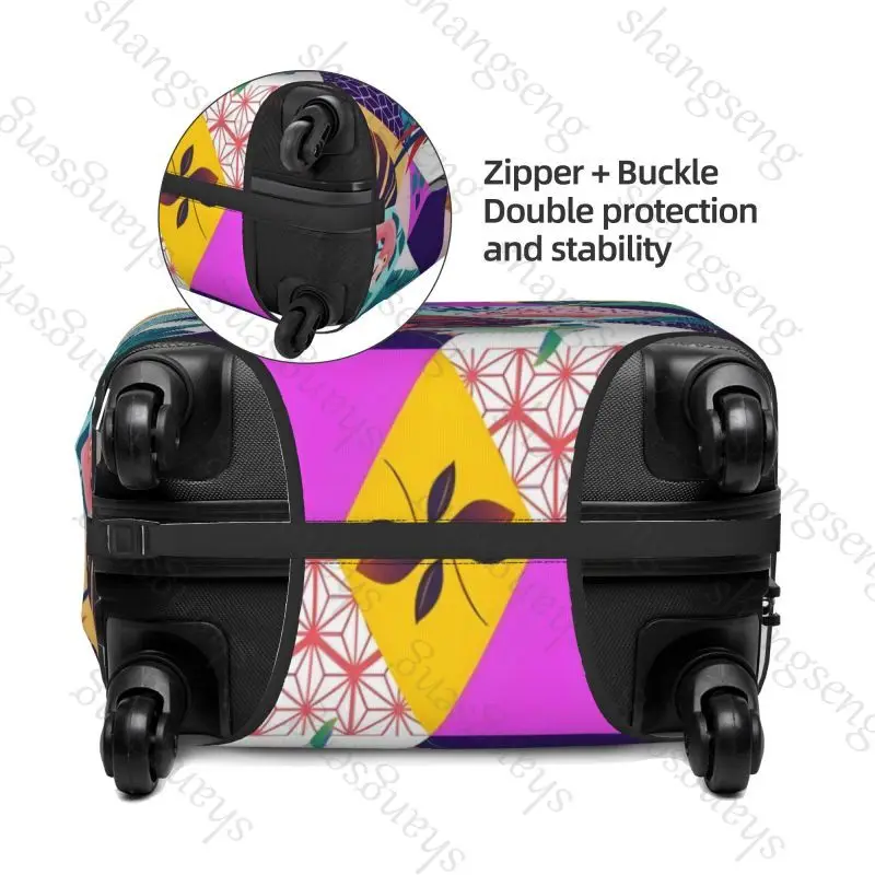 Patchwork Jungle Wallpaper Thick Elastic Luggage Protective Cover Zipper Suit For 18-32 inch Bag Suitcase Trolley Cover Travel