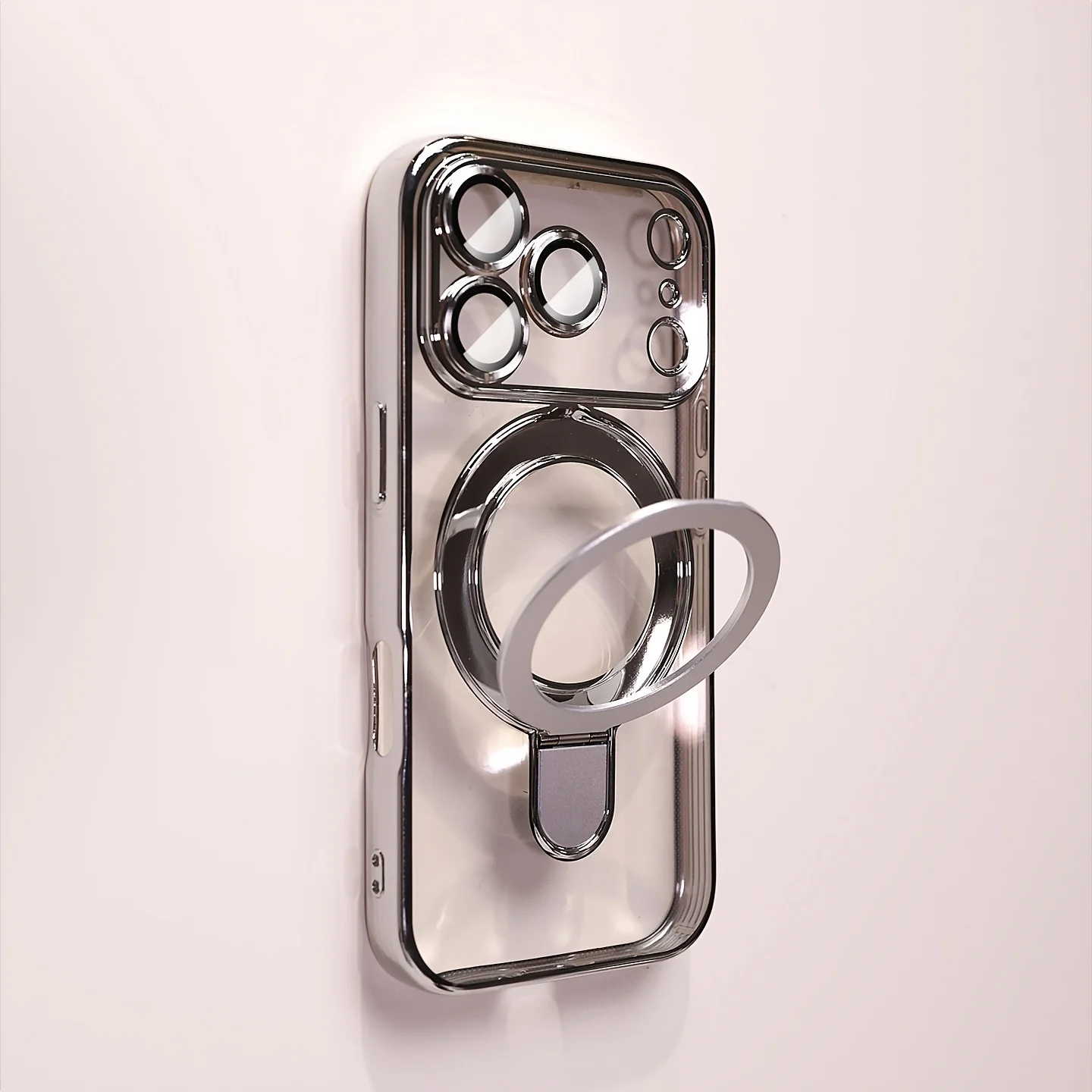 Transparante, draadloos oplaadbare magnetische hoes voor iPhone 18 17 16 15 14 13 Pro Max met lensbescherming en achterklep.