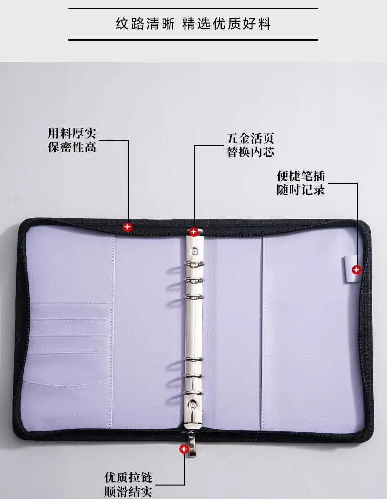 A5 PU Leather Zipper Card Binder 3 Inch Multi-Function for Business Card ID Document Game Pokemon Card Album view 5