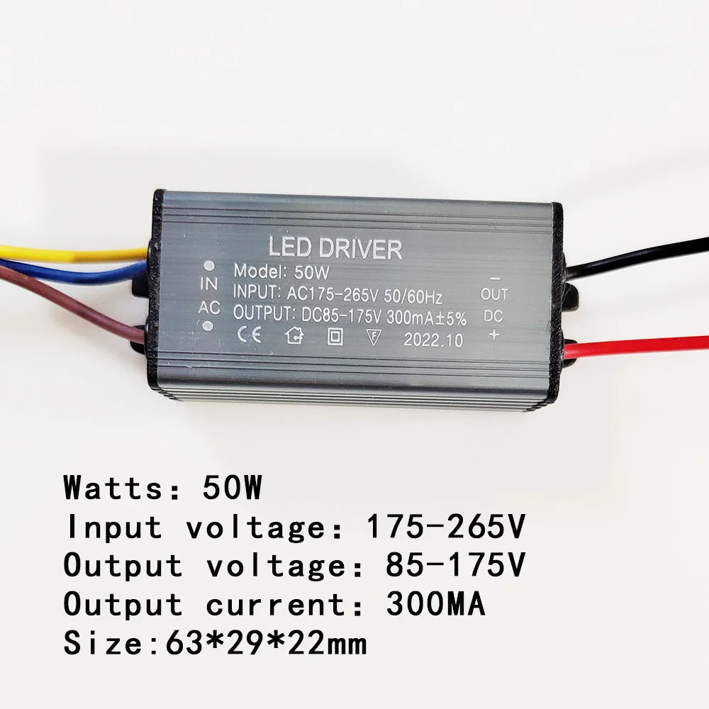 Fuente de alimentación de DC24-92V, controlador LED de 8-30W, 50W, 300MA, DC85-175V, reflector, transformador de iluminación, adaptador impermeable