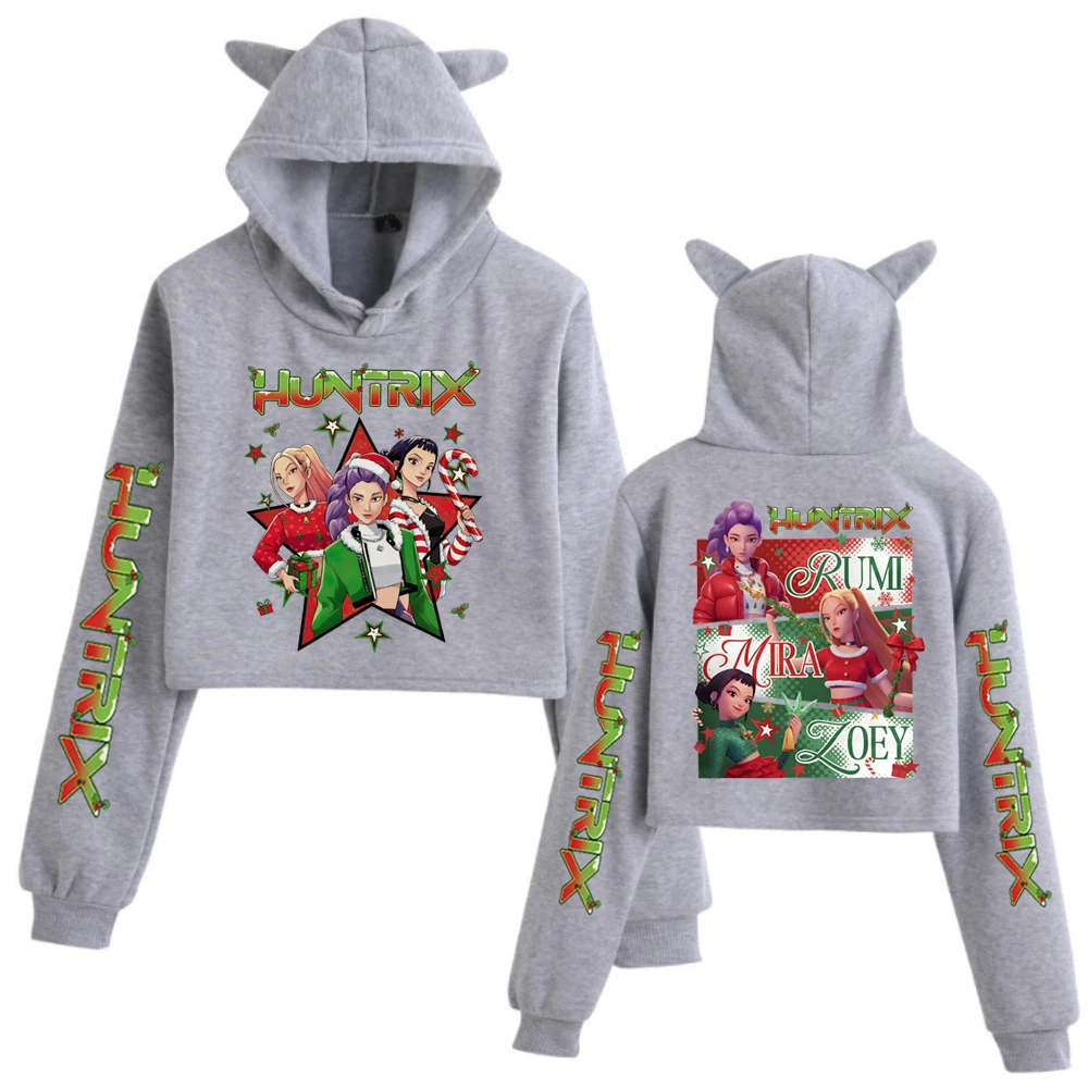 K-pop デーモンハンターズ クリスマス クロップトップス 猫耳 ガールズ ファッション スウェットシャツ クリスマスギフト