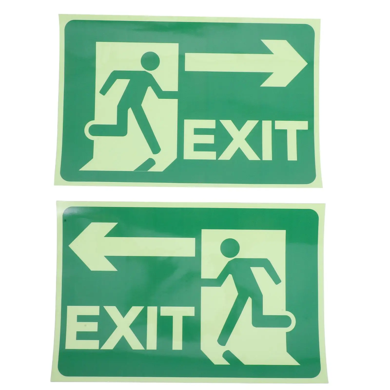 

Glow in Dark Safety Exit Signs 2 Sheets Adhesive Stickers Evacuation Directional Arrows Night Security Sign Luminous Door Marker