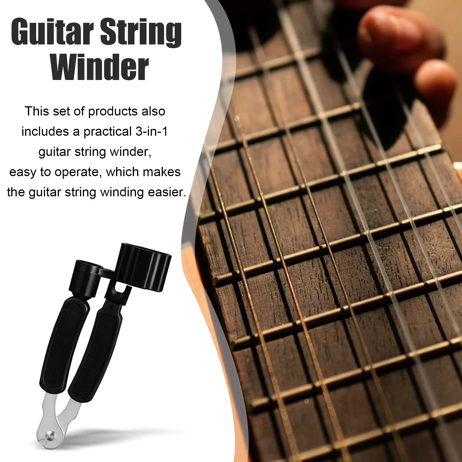 

1 Set Of String Tuning Pegs Zinc Alloy Closed Machine Heads For Electric Guitar Bass Replacement With 3-In-1 String Winder Tool