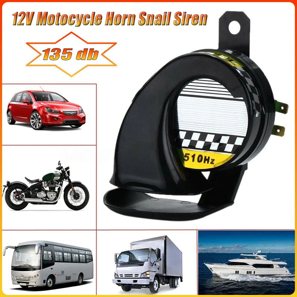 Universal 130DB High Tone 510HZ Waterproof Electric Air Horn 12V Motocycle Horn Snail Siren for Motorcycle Auto Car Scooter
