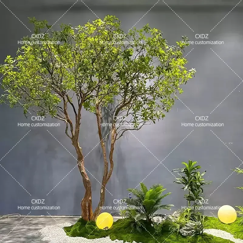 Large Artificial Tree Indoor Faux Green Plant Bionic Decorative Tree for Home Office Window Landscaping Simple Modern Style
