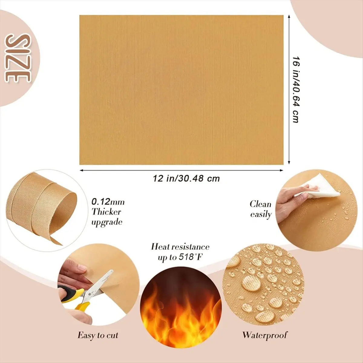 

2026 + 18 шт. листов из ПТФЭ для жарки 12x16 дюймов, линейка для выравнивания рубашки, набор термоленток и рулеток