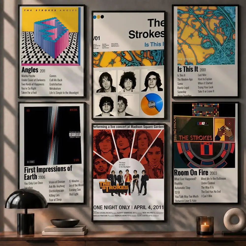 Iconic Band The Strokes Poster No Glue Residue Self-Adhesive Art Poster Wall Decor for Bedroom Living Room