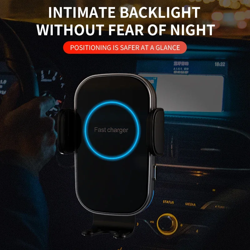 VIKEFON Car Wireless Charger Automatic Car Mount Phone Holder Stand 15W Fast Charging Station for iPhone 15 14 13 Samsung Xiaomi