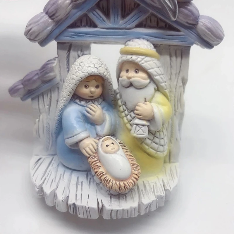 Christmas Nativity Scene Set Resin Jesus Birth Statue Nativity Manger Ornament Religious Figures Decorations