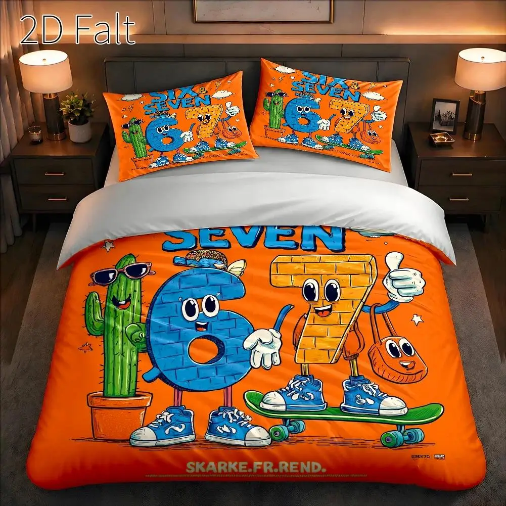 3-Piece Quilt Cover Set, 1 Quilt Cover + 2 Pillowcases (Without Filling) 2D Flat Printing, Three-Piece Quilt Cover Set, Cartoon Digital Theme, International Mathematics Day, Suitable for All Seasons, Machine Washable, Invisible Zipper, Large Quilt Cover Set, Bedding Set, Skin-Friendly and Breathable, Soft and Comfortable, Does Not Fade or Pill, Suitable for Home/Dormitory/Master Bedroom/Guest Room