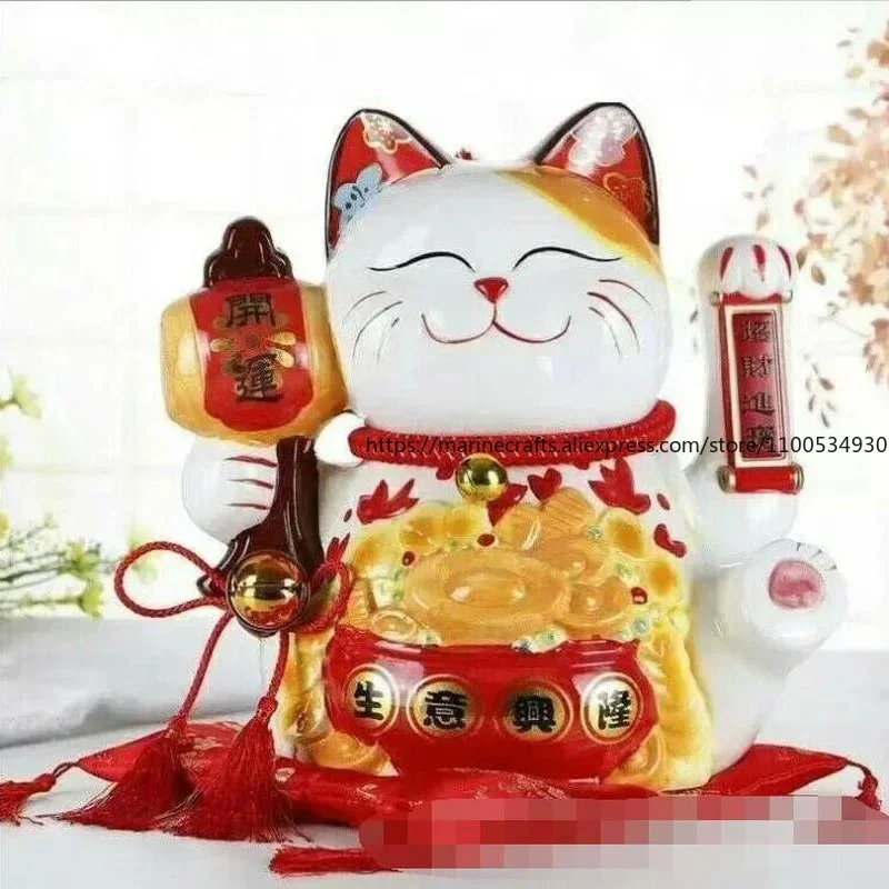 

Бог богатства 10-дюймовая волна Lucky Cat ремесленные ювелирные изделия подарок компании украшения дома настольные украшения