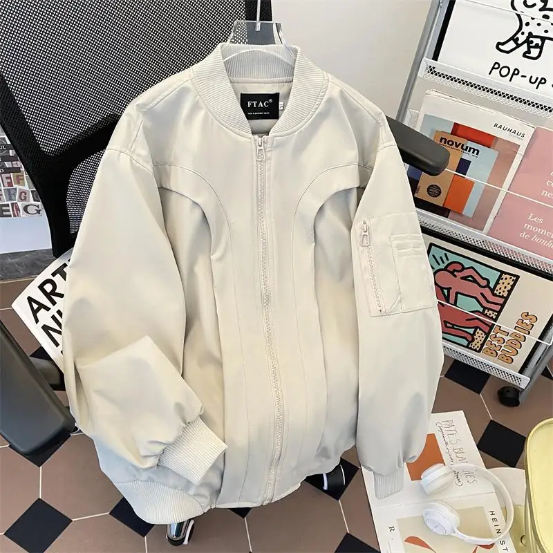 

Мужская модная куртка-бомбер в американском стиле, свободного кроя, для пар, повседневная, в уличном стиле, Haome Coat