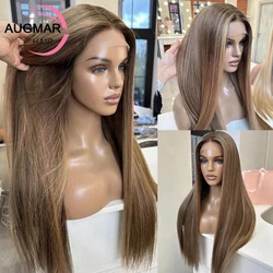 Perruque Lace Front Wig Naturelle Lisse à Reflets Brun, Blond Miel, 4x4, 13x4, 13x6, HD