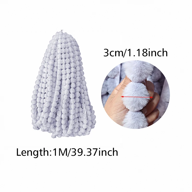 1m Imitation Rabbit Fur Hairball Ribbon Tapes Fluffy Sewing Trimming Fabric DIY Coat Hood Apparel Garment Sewing Costume Crafts