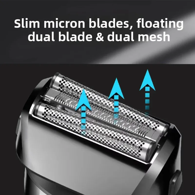 ماكينة حلاقة كهربائية 3 شفرات مقاومة للماء وقابلة لإعادة الشحن مع شاشة رقمية لقاطع السوالف منبثقة