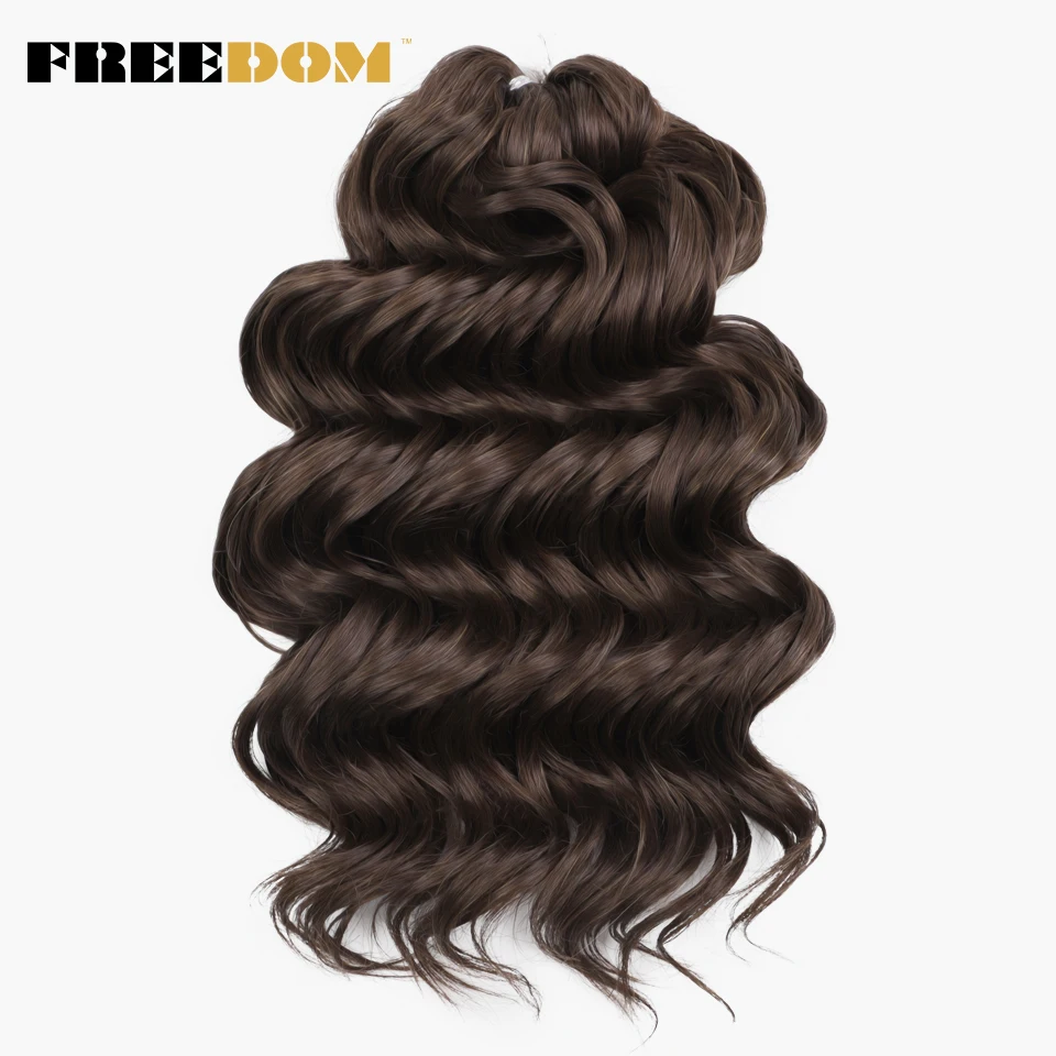 FREEDOM Synthetisches Twist-Häkelhaar, 16 Zoll, tiefe Wellen, Ombré-Blond-Braun, Wasserwellen-Flechthaarverlängerungen – Detail 16