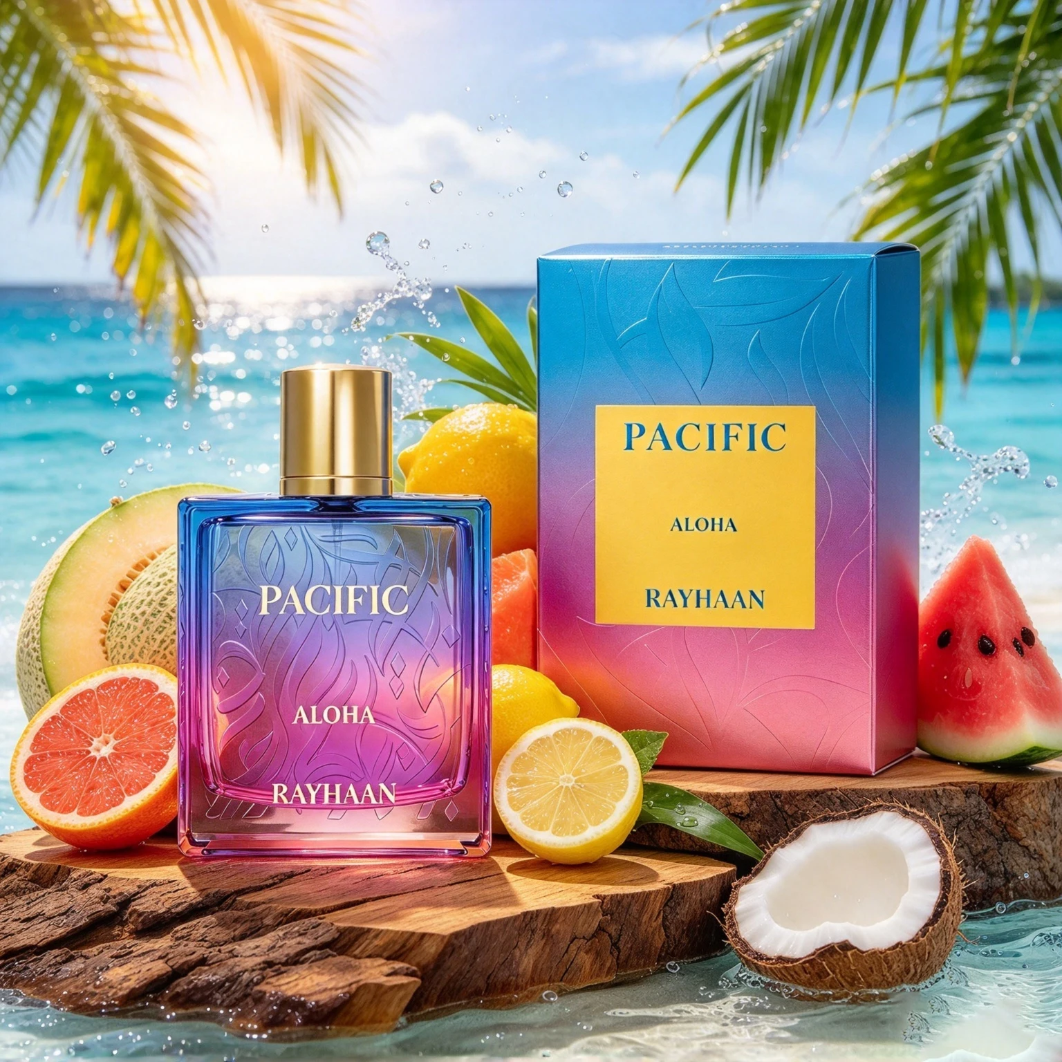 Rayhaan Pacific Aloha Eau de Parfum100ml, Fresh tropical ocean fragrance, lasting gender neutral perfume gift