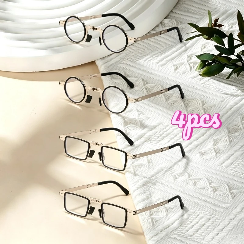 2/4/6pcs Unisex Folding Presbyopia Glasses, Anti Blue Light Portable Magnifier Reading Eyeglasses Grade +1.0~+4.0