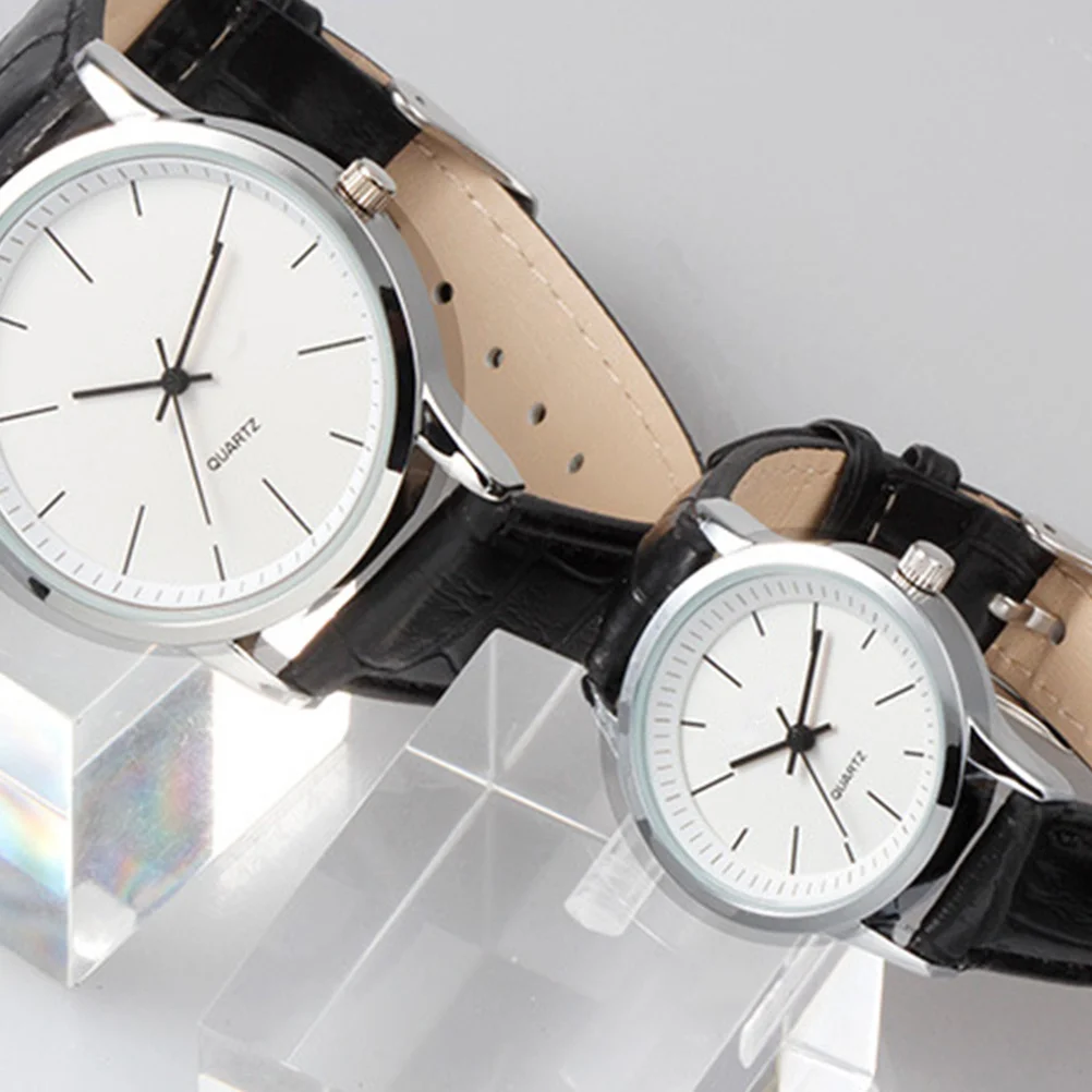 1PCS زوجين ووتش الأزياء كوارتز ساعة اليد قابل للتعديل بو حزام أسود الفرقة الأبيض الهاتفي عيد الحب هدية زوجين ووتش #5