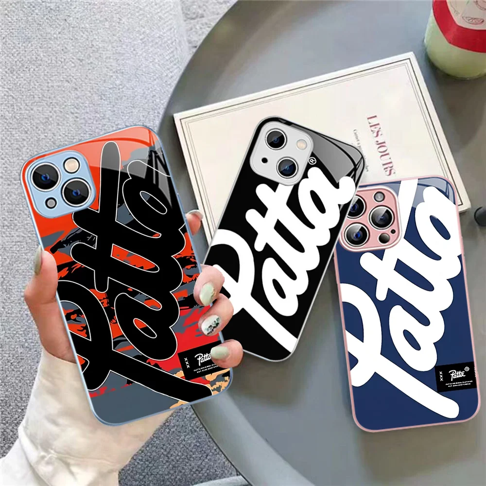 Fashion P-Pattas Phone Case Tempered Glass For iphone 14 13 12 11 Pro Mini XS MAX 14Plus X XS XR Cover