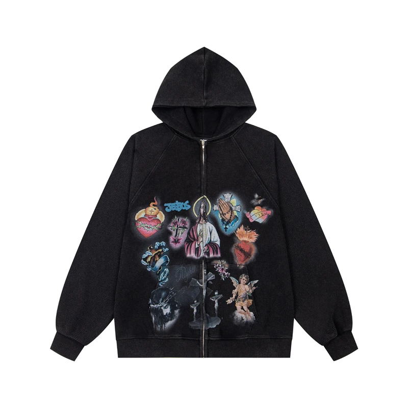 

2026 New Style Loose Trend Fashion Versatile Righteous Hoodie American Style Street Brand Heavy Fabric Sweatshirt