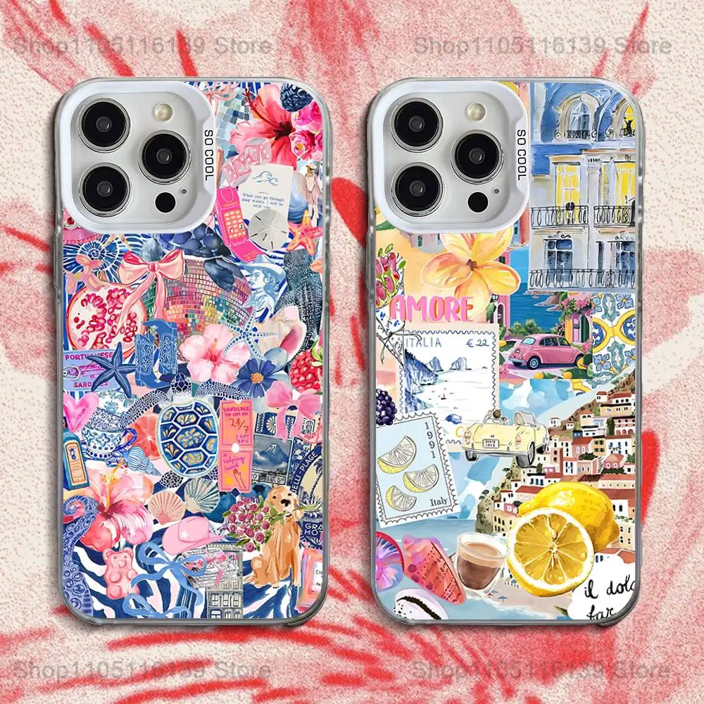 

Seaside Scenery Wine Lemon Phone Case For iPhone 16,15,14,13,12,11,Pro,XS,Max,Plus,Mini,SE White Candy Matte Shockproof Cover