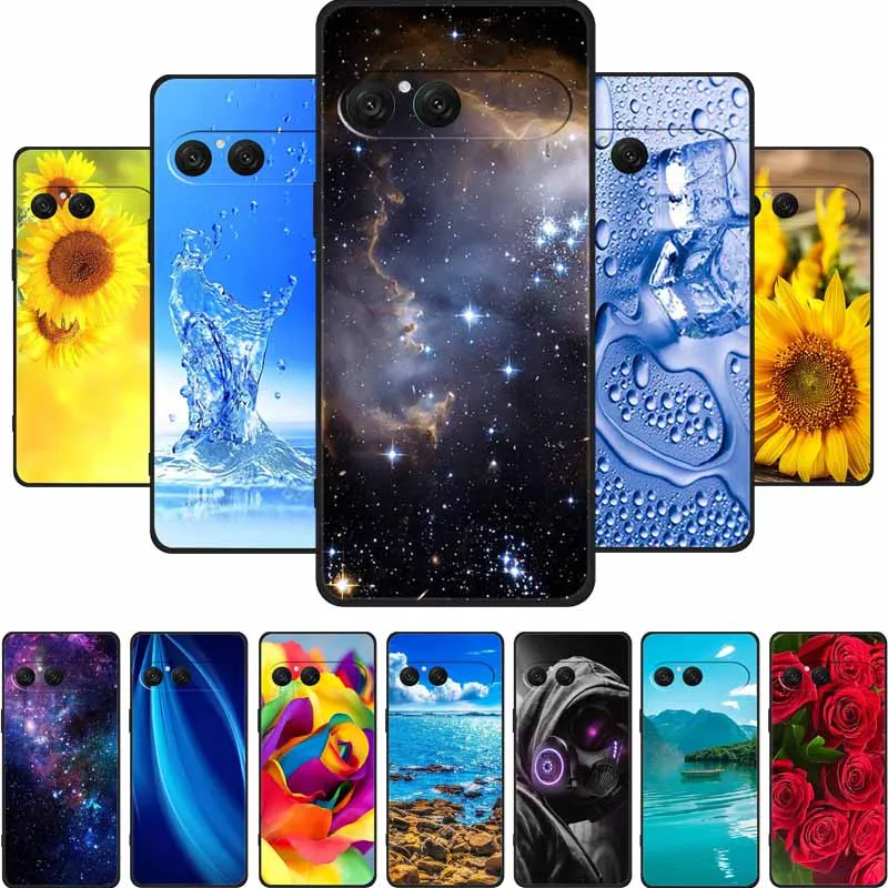 Para Sony Xperia 10 VII funda de teléfono flores negro silicona TPU suave Coque para Sony Xperia 10 VII 5G 2025 funda trasera bolsa