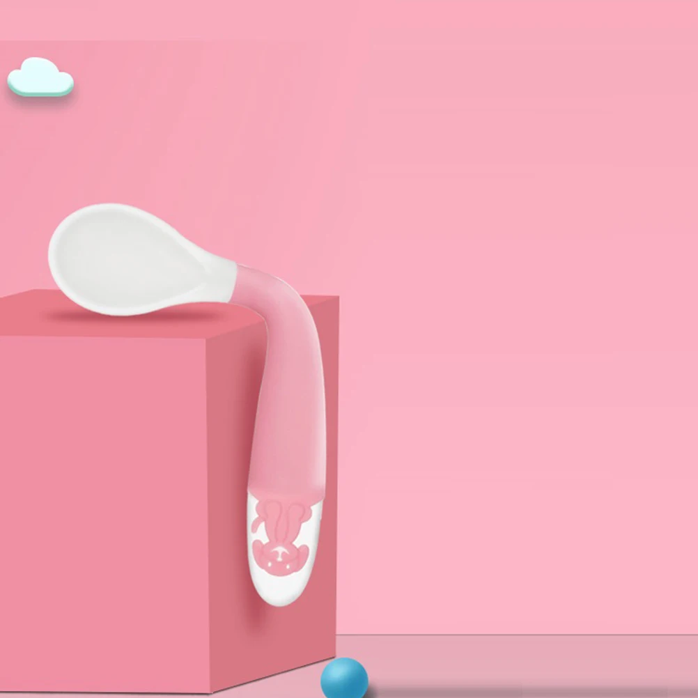 

Силиконовая мягкая ложка, детская посуда, розовая, гибкая, прочная, легко чистится, длительное использование, безопасная, гладкие края, ложка для кормления младенцев, подарки для детей