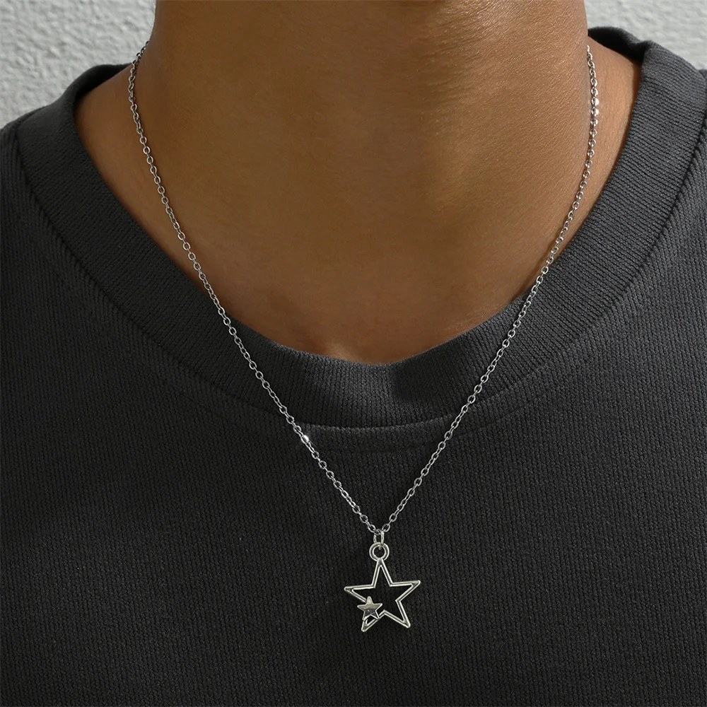 Newest Fashion Tibetan Hollow Double Star Pendant Necklace Choker Charm Black Leather Cord Factory Price Handmade Jewelry Gifts image 4