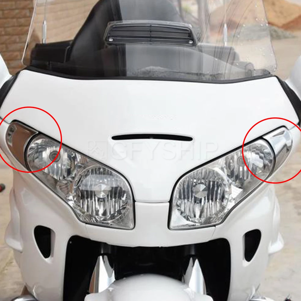 For Honda Goldwing GL1800 2001 to 2015 2016 2017 GL 1800 Gold Wing F6B 13-17 Goldwing 1800 Motorcycle Headlight End Trim Chrome