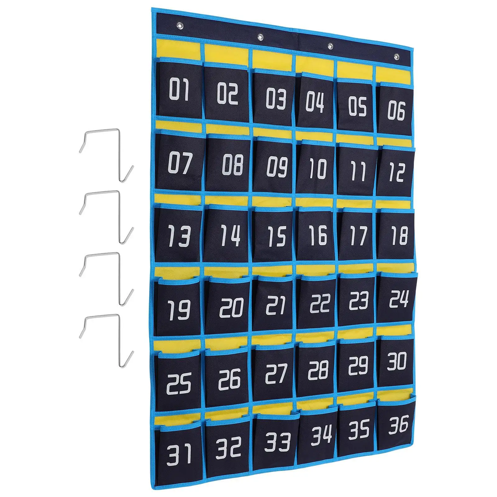 

Wall Storage Bag Numbered Pocket Organizer Classroom Phone Holder Enlarged Pockets Thick Plating Holes Special Hooks Cell Phone