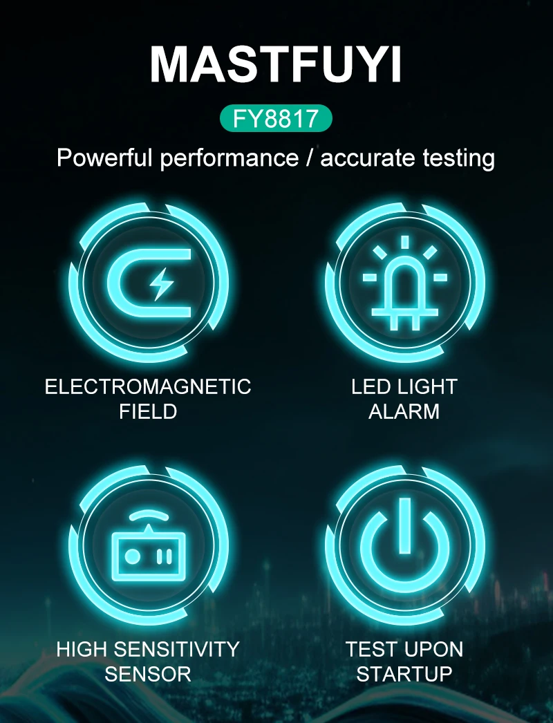 MASTFUYI 5-LED EMF metre manyetik alan dedektörü hayalet avcılık Paranormal ekipmanları Tester taşınabilir sayaç profesyonel Tester