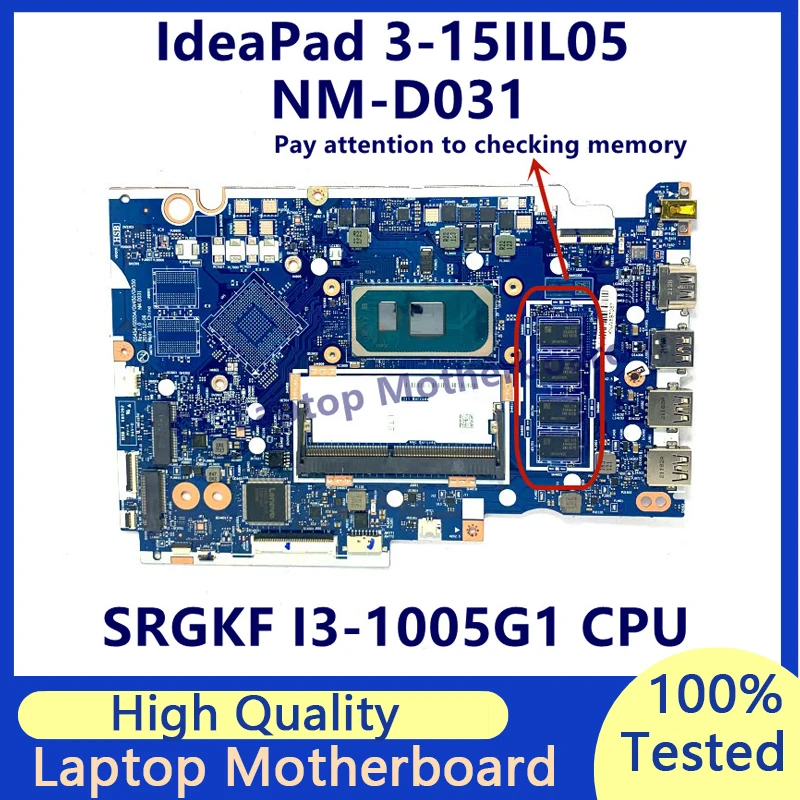 

GS454/GS554/GV450/GV550 NM-D031 For Lenovo IdeaPad 3-15IIL05 Laptop Motherboard With SRGKF I3-1005G1 CPU Mainboard 100%Tested OK