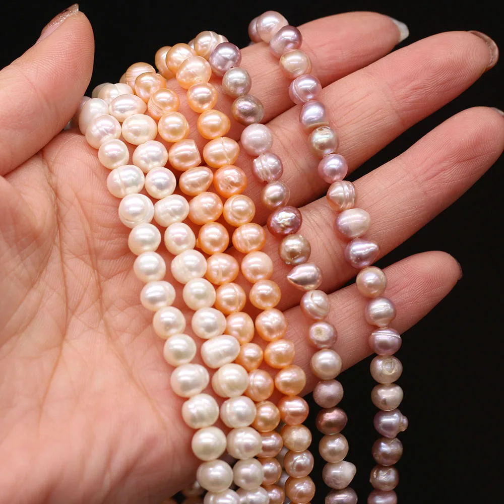 

6-7mm Natural Zhuji Freshwater Culture Pearl Beads Loose Oval Punch Bead for Jewelry Making Diy Necklace Bracelet Accessoires