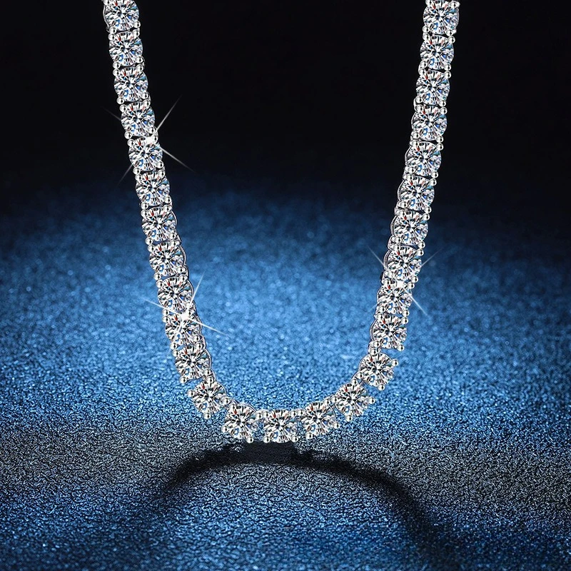 European and American Hip Hop Necklace Moissanite Tennis Necklace Platinum PT950 18K Gold Hip Hop Men's and Women's Necklace