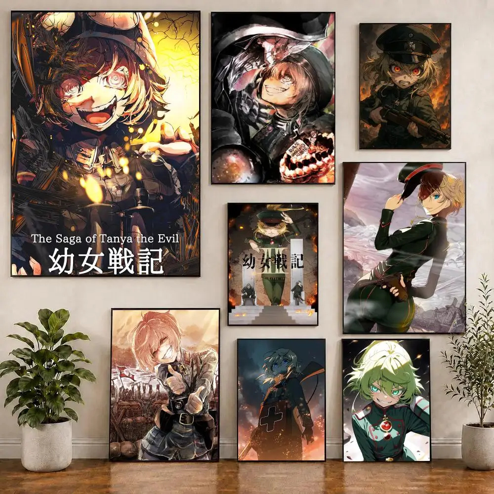 Saga of Tanya the Evil Anime Poster Waterproof Sticky WallArt Print For Bedroom Living Room Hallway Bar Home Decor