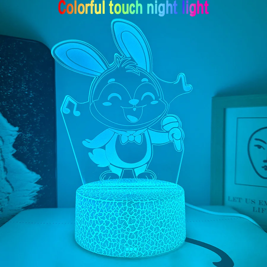 

3D rabbit 3D night light, room and living room table decorative lights, holiday gifts, seven color variations
