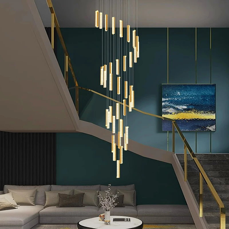 Imagem -02 - Modern Crystal Chandelier For Home Decoration Stair Pendant Lamp Living Room Pendant Lights Iluminação Interior