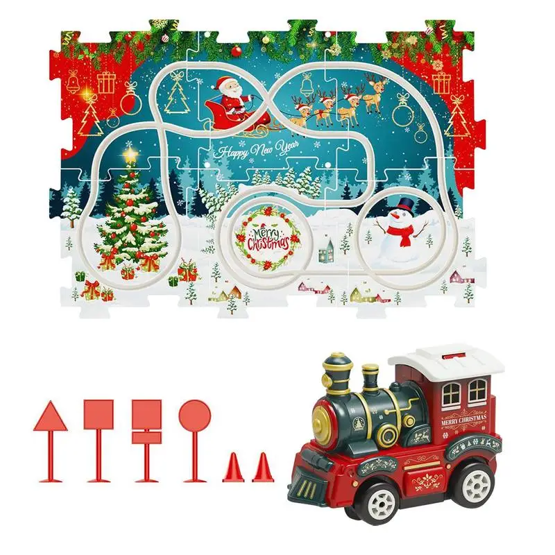 Kids Car Rail Set Christmas Assembling Rail With Electric Car Toy Educational Toys For Children Aged 3-6 Years Exciting Playtime