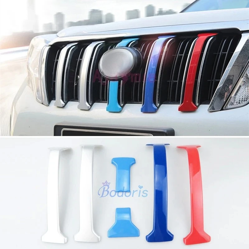 

Exterior Front Grille Trims For Toyota Land Cruiser Prado LC150 FJ150 2014-2017 Sticker Cover Chrome Car Styling Accessories
