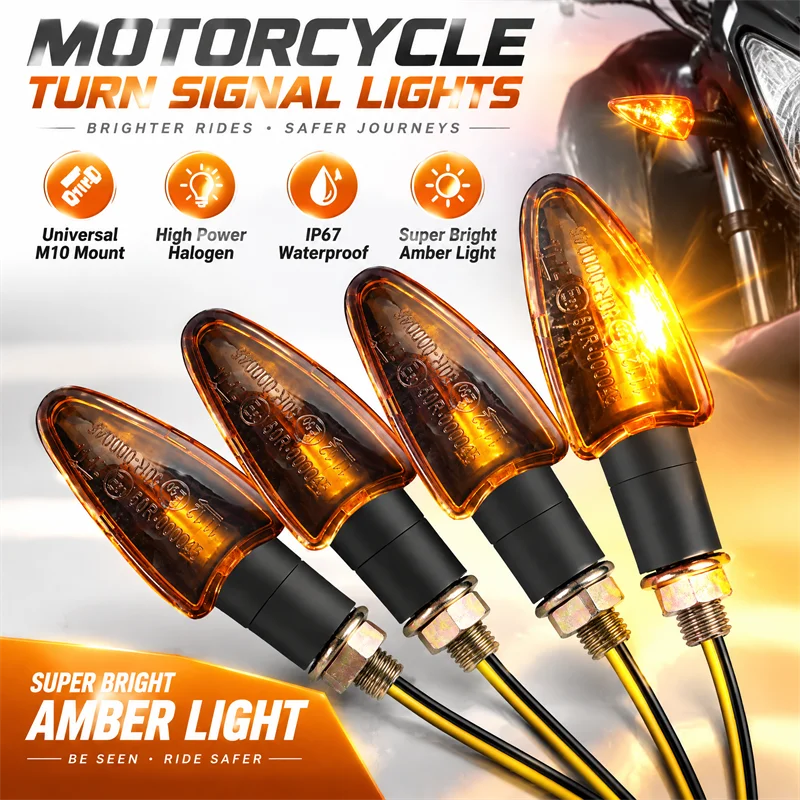 Motorcycle Turn Signal Light 12V 10mm Halogen Turn Signal Motorcycle Blinker Lamp For Honda For YAMAHA Scooter Cafe Racer