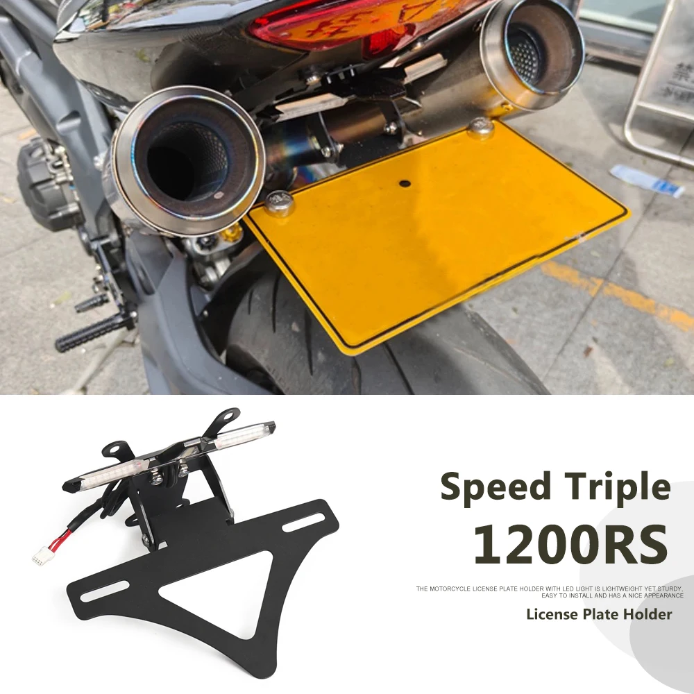 

Motorcycle Accessories LED New License Plate Holder Fender Eliminator Registration Bracket For Speed Triple 1200RS 1200 RS 2024