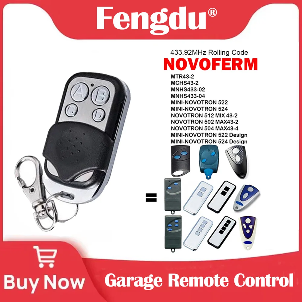 433MHz Remote Control Garage Door Gate Opener Duplicator NOVOFERM MCHS43-2 MTR43-2 MNHS433-02 MINI-NOVOTRON 522