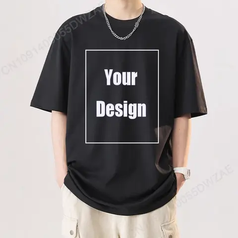 Design Text Name Tsihrts Add Your Own Message Tshirt for Man Personalized Cotton Men's T Shirt Fashion Men T-shirt Teenager Team
