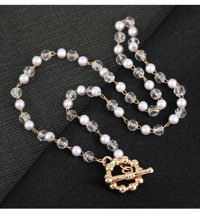 

The new crystal ring opening necklace and cold-style clasp collarbone chain accessory