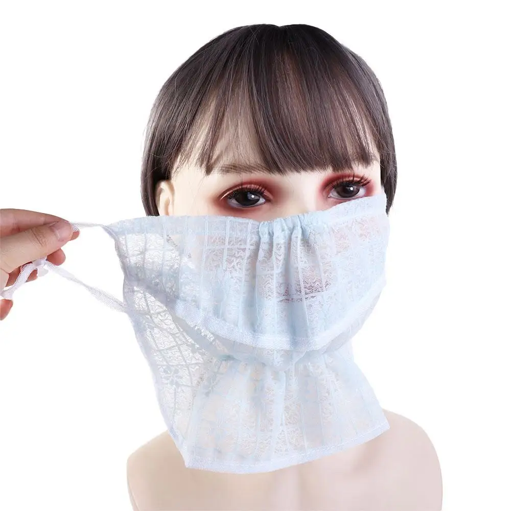 Silk Scarf Outdoor Face Scarves Sun UV Protection For Women Lace Sunscreen Veil Sunscreen Mask Face Scarf Anti-uv Face Cover